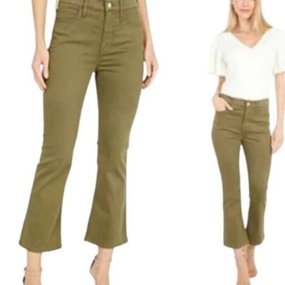 J. Crew Jeans 9" Billie Demi Boot Crop Olive Green Stretch Size 25 Style AQ781 - Picture 1 of 13